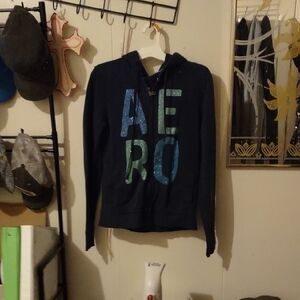 Aeropostale Navy Blue Hoodie with Glitter Letters